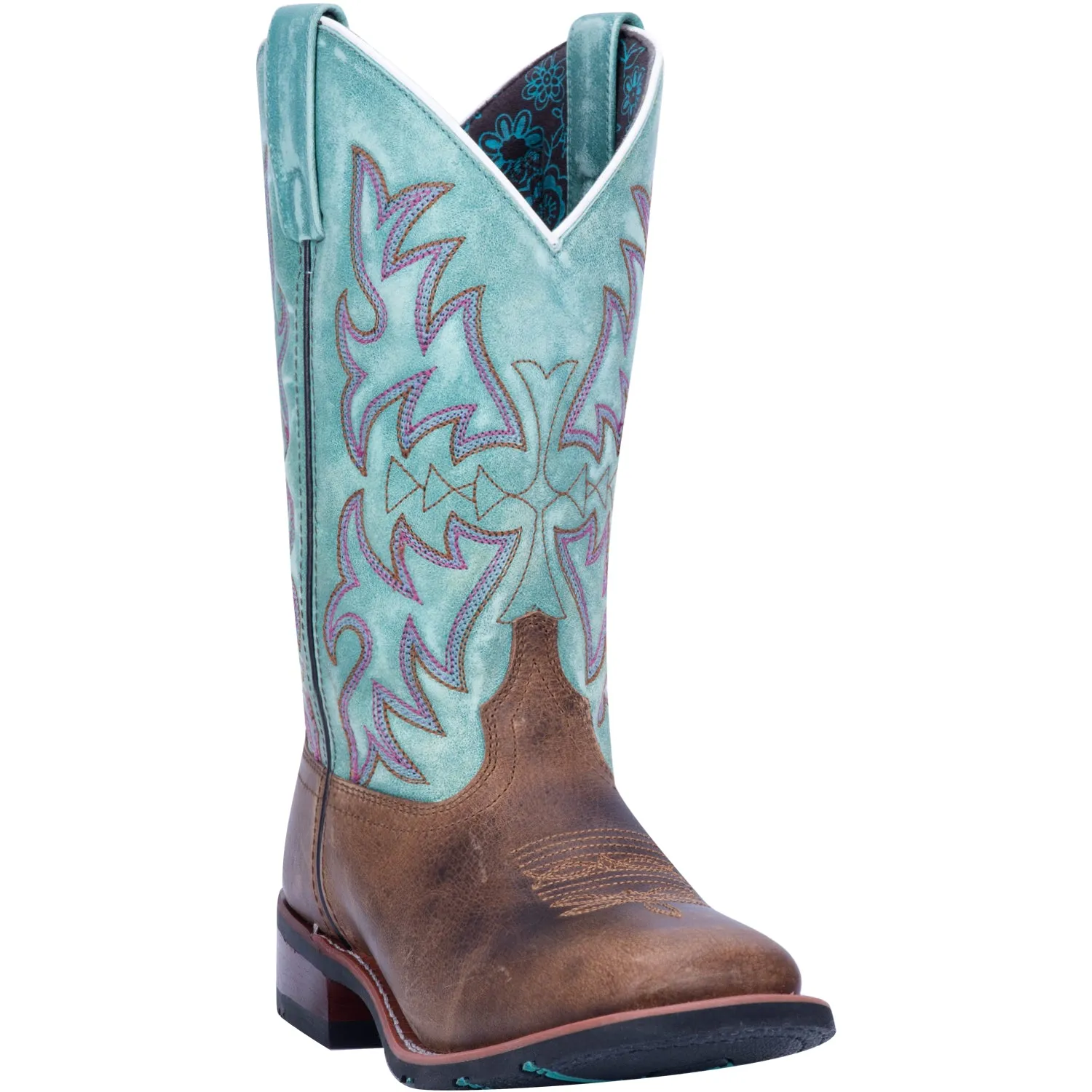 'Laredo' Women's 11" Anita Western Square Toe - Brown / Turquoise