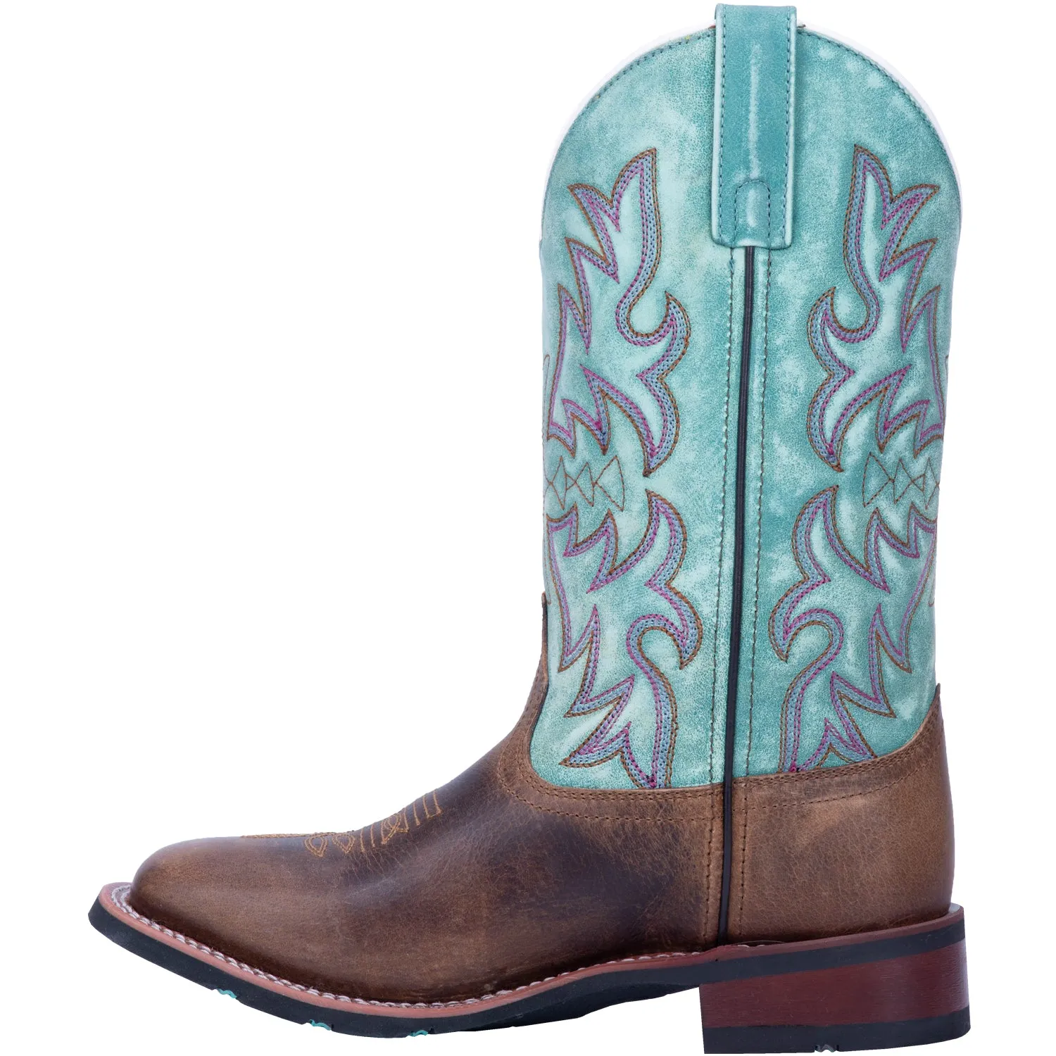 'Laredo' Women's 11" Anita Western Square Toe - Brown / Turquoise