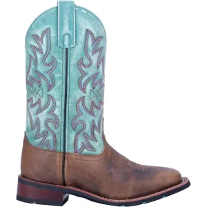 'Laredo' Women's 11" Anita Western Square Toe - Brown / Turquoise