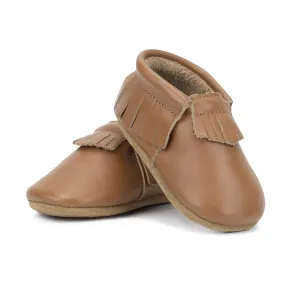 Leather Fringe Moccasins - Chestnut