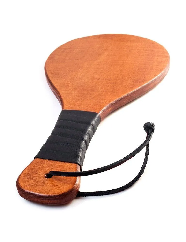 Leather Wrapped Round Wood Spanking Paddle