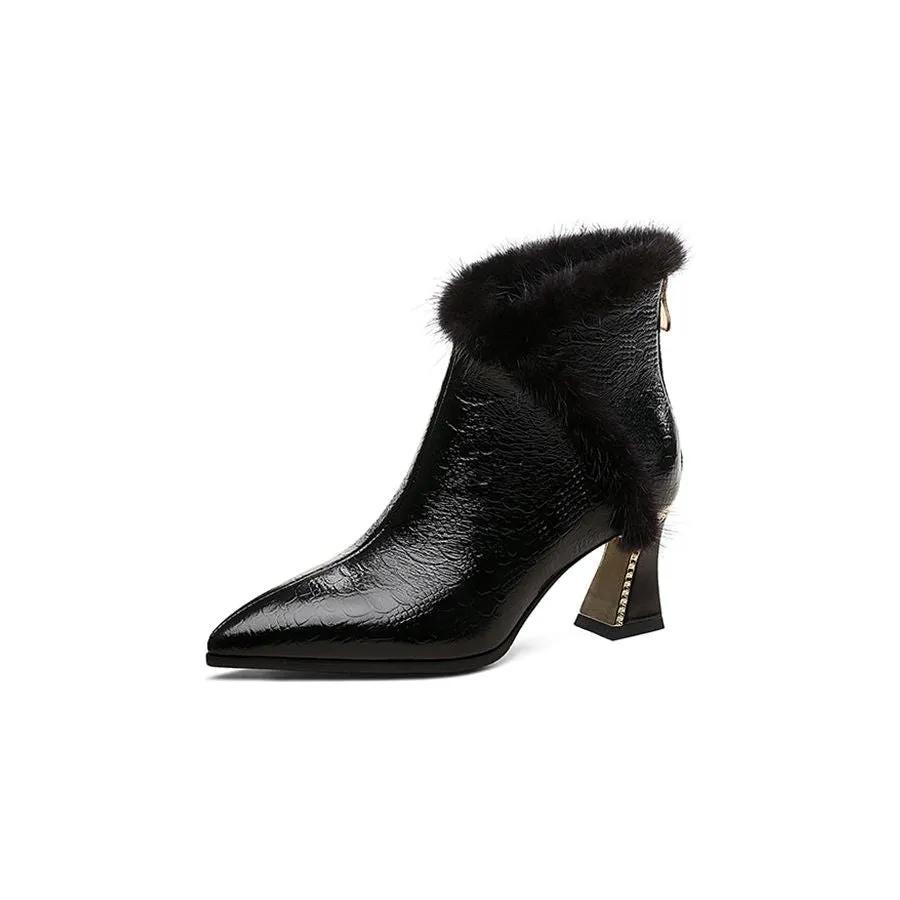 LeatherLux Modish Plush Ankle Boots