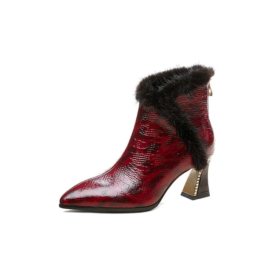 LeatherLux Modish Plush Ankle Boots