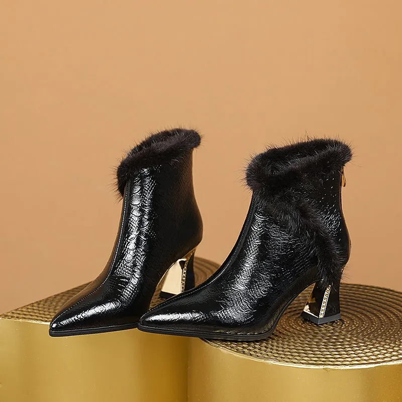 LeatherLux Modish Plush Ankle Boots