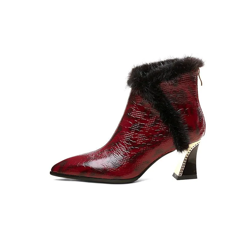 LeatherLux Modish Plush Ankle Boots