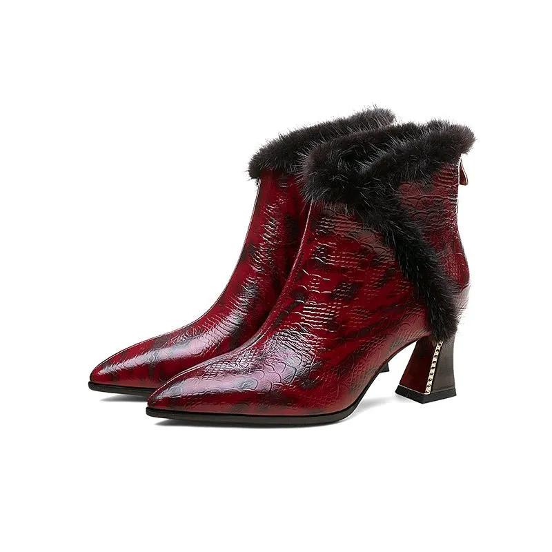 LeatherLux Modish Plush Ankle Boots