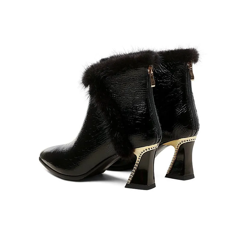 LeatherLux Modish Plush Ankle Boots