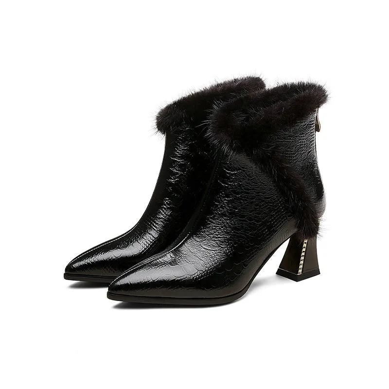 LeatherLux Modish Plush Ankle Boots