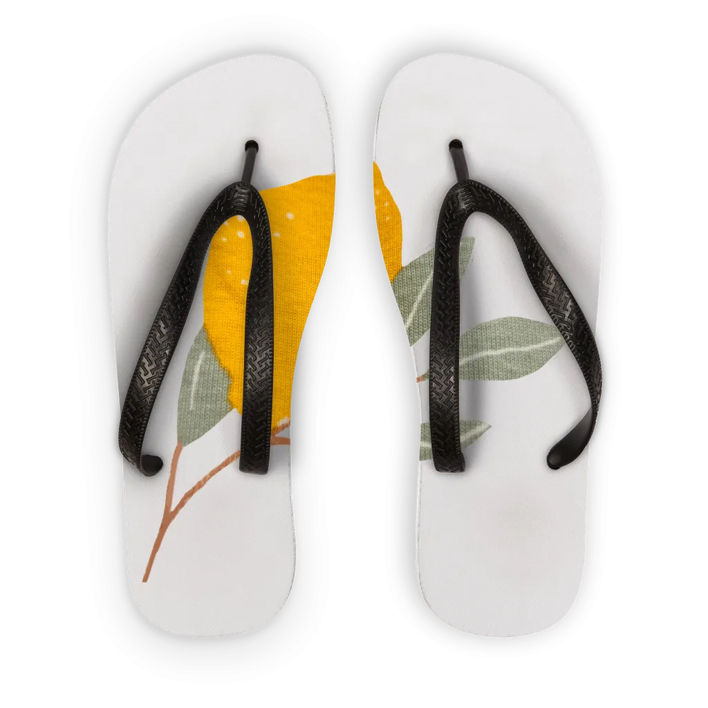 Lemon and Leaves Adult Flip Flops