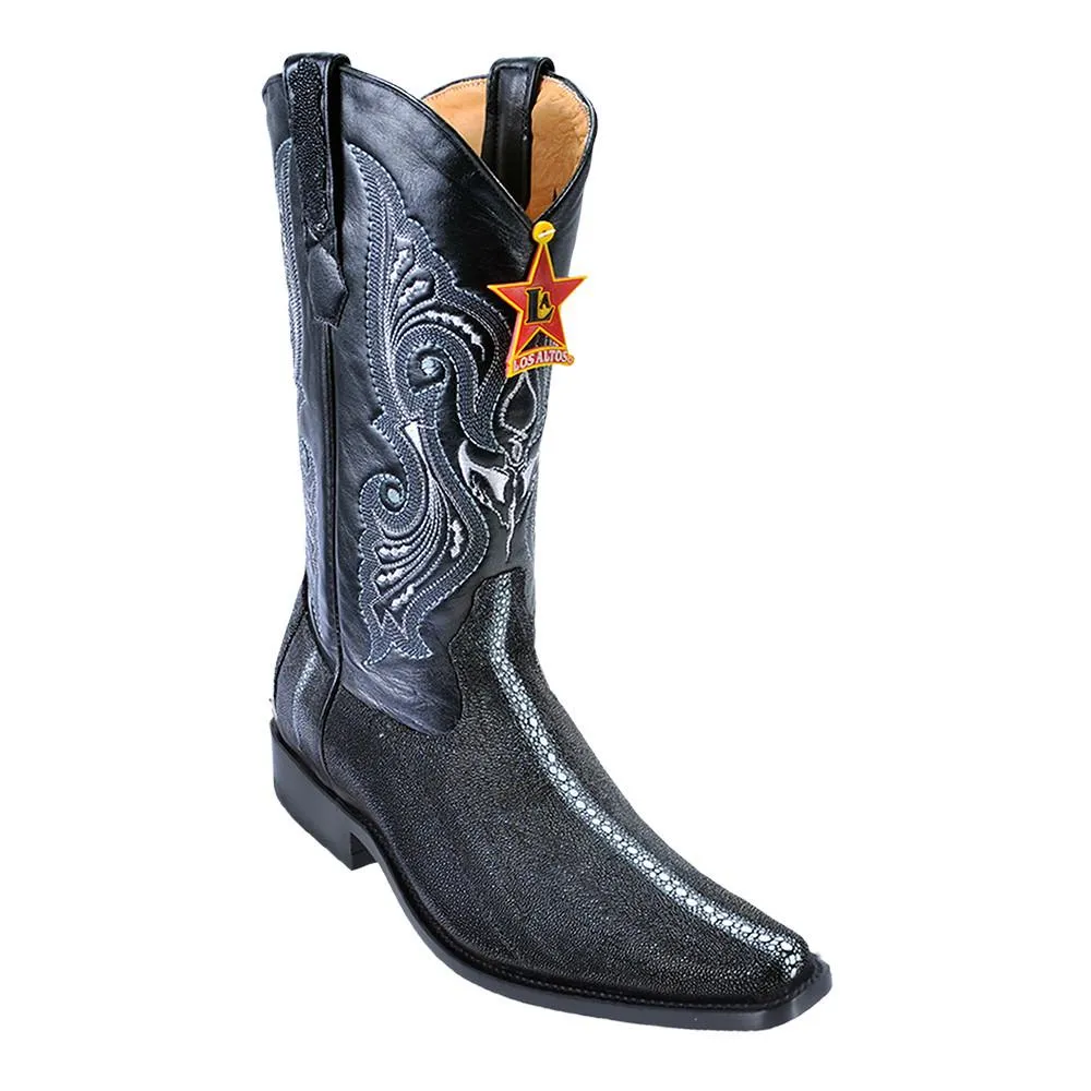 Los Altos Stingray Row-Stone Black European Toe Boots