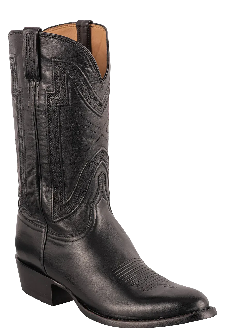 Lucchese Baby Buffalo Collins Cowboy Boots - Black