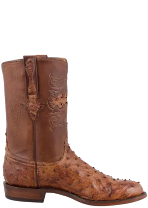 Lucchese Men's Full Quill Ostrich Roper Boots - Burnished Barnwood