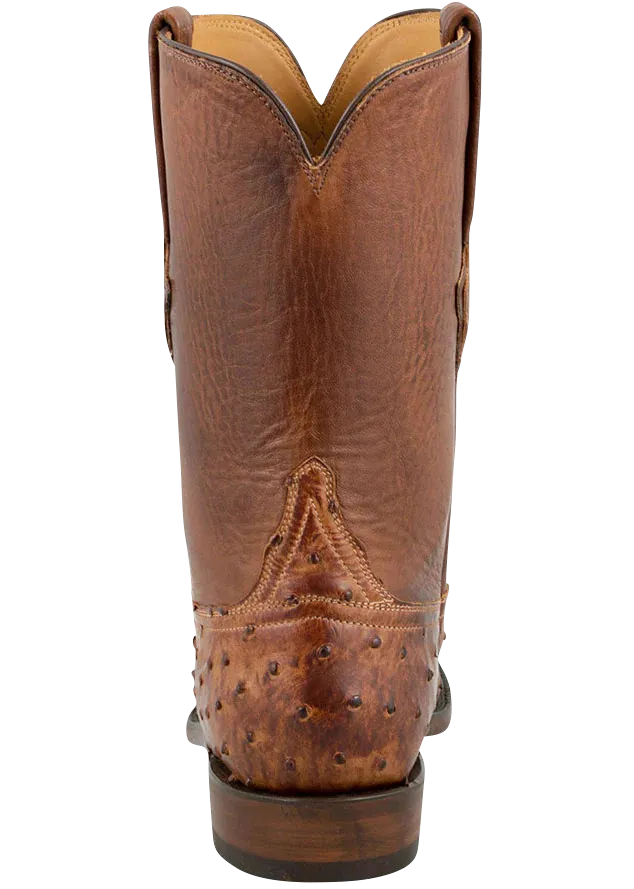 Lucchese Men's Full Quill Ostrich Roper Boots - Burnished Barnwood