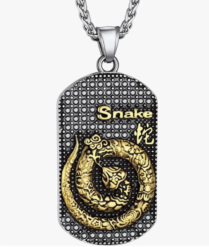 Lucky Chinese Zodiac Animal Chain Dog Pig Monkey Rat Tiger Sheep Cow Rabbit Dragon Snake Horse Sheep Chicken Jewelry Amulet Charm Dog Tag Stainless Steel Gold Silver 24in.