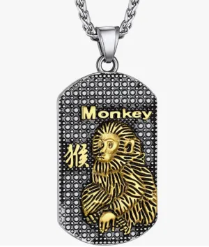 Lucky Chinese Zodiac Animal Chain Dog Pig Monkey Rat Tiger Sheep Cow Rabbit Dragon Snake Horse Sheep Chicken Jewelry Amulet Charm Dog Tag Stainless Steel Gold Silver 24in.