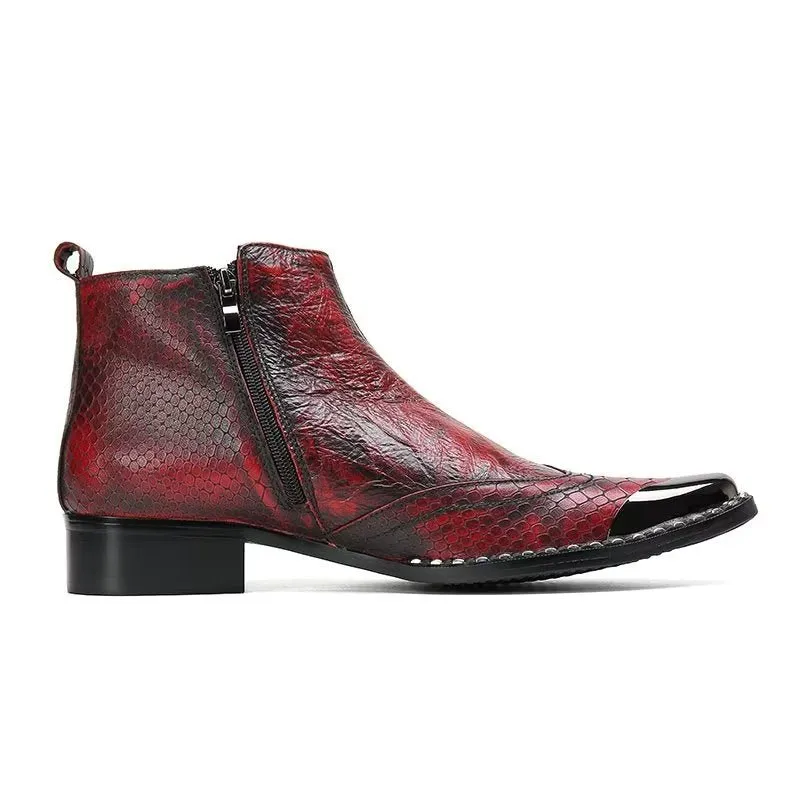 Luxe Croc Texture Genuine Leather Dress Boots