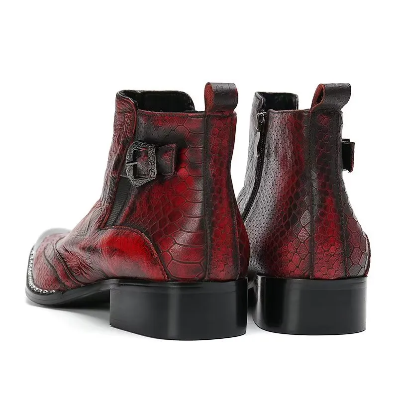 Luxe Croc Texture Genuine Leather Dress Boots