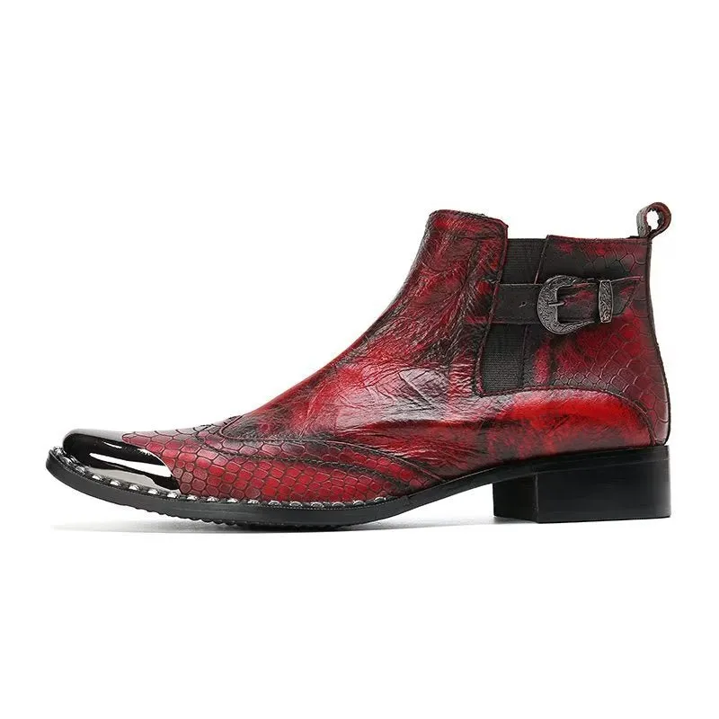 Luxe Croc Texture Genuine Leather Dress Boots