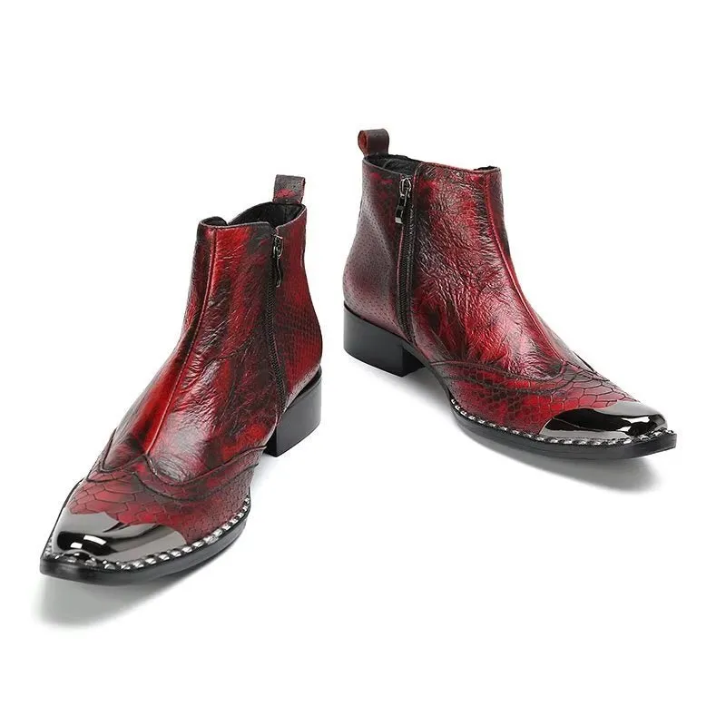 Luxe Croc Texture Genuine Leather Dress Boots