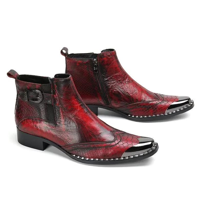 Luxe Croc Texture Genuine Leather Dress Boots