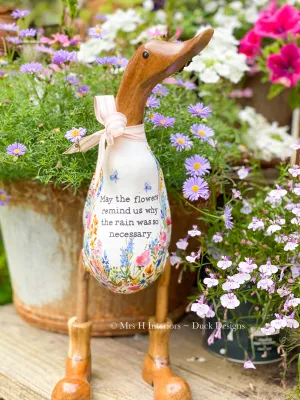 Margot - Decorated Wooden Duck in Boots by Mrs H the Duck Lady