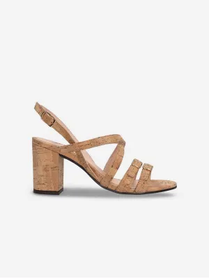 Maria Women's Vegan Cork Heeled Sandals | Brown