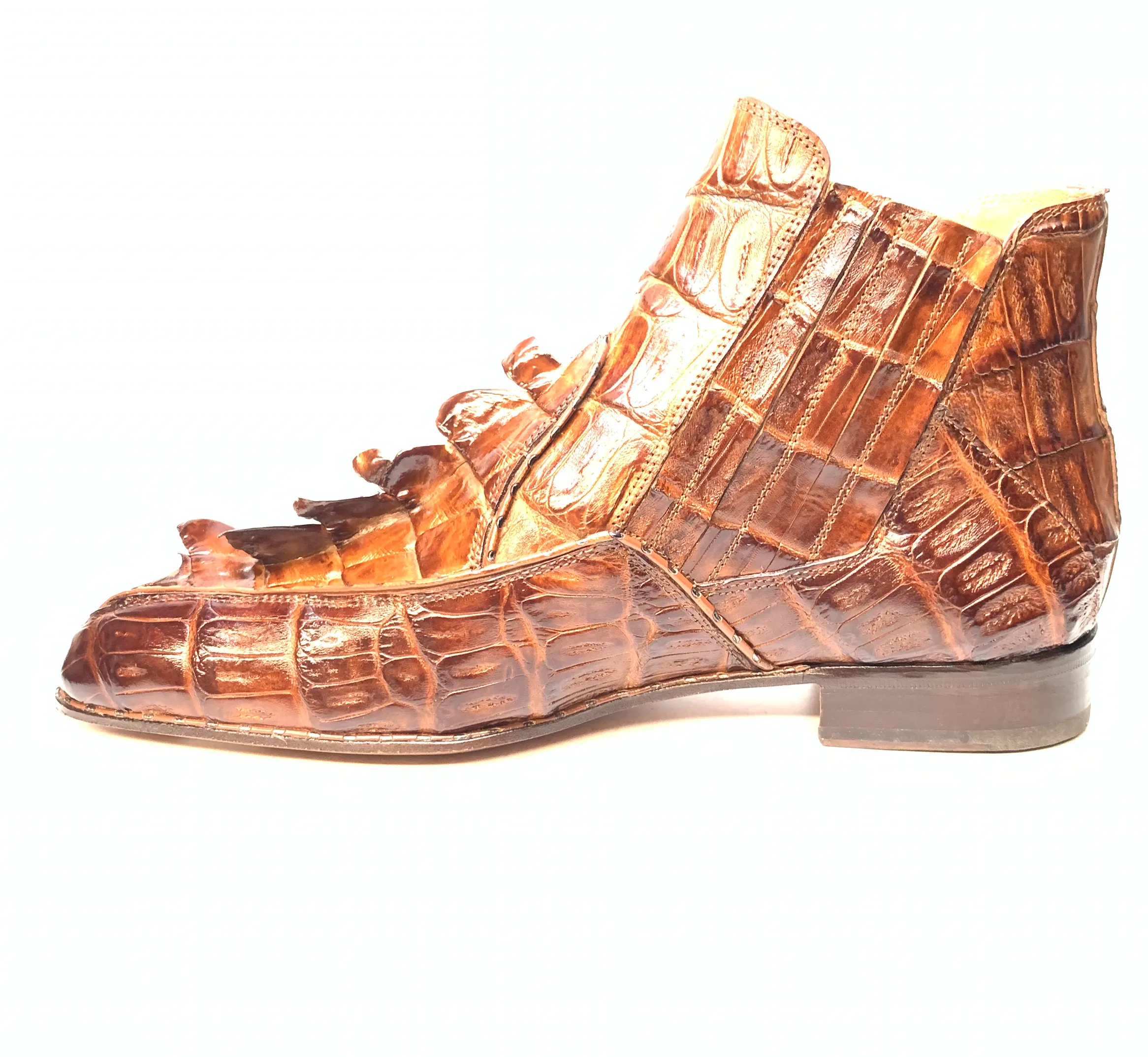 Mauri 4880 Cognac Genuine Baby Crocodile / Hornback Tail Hand Painted Boots