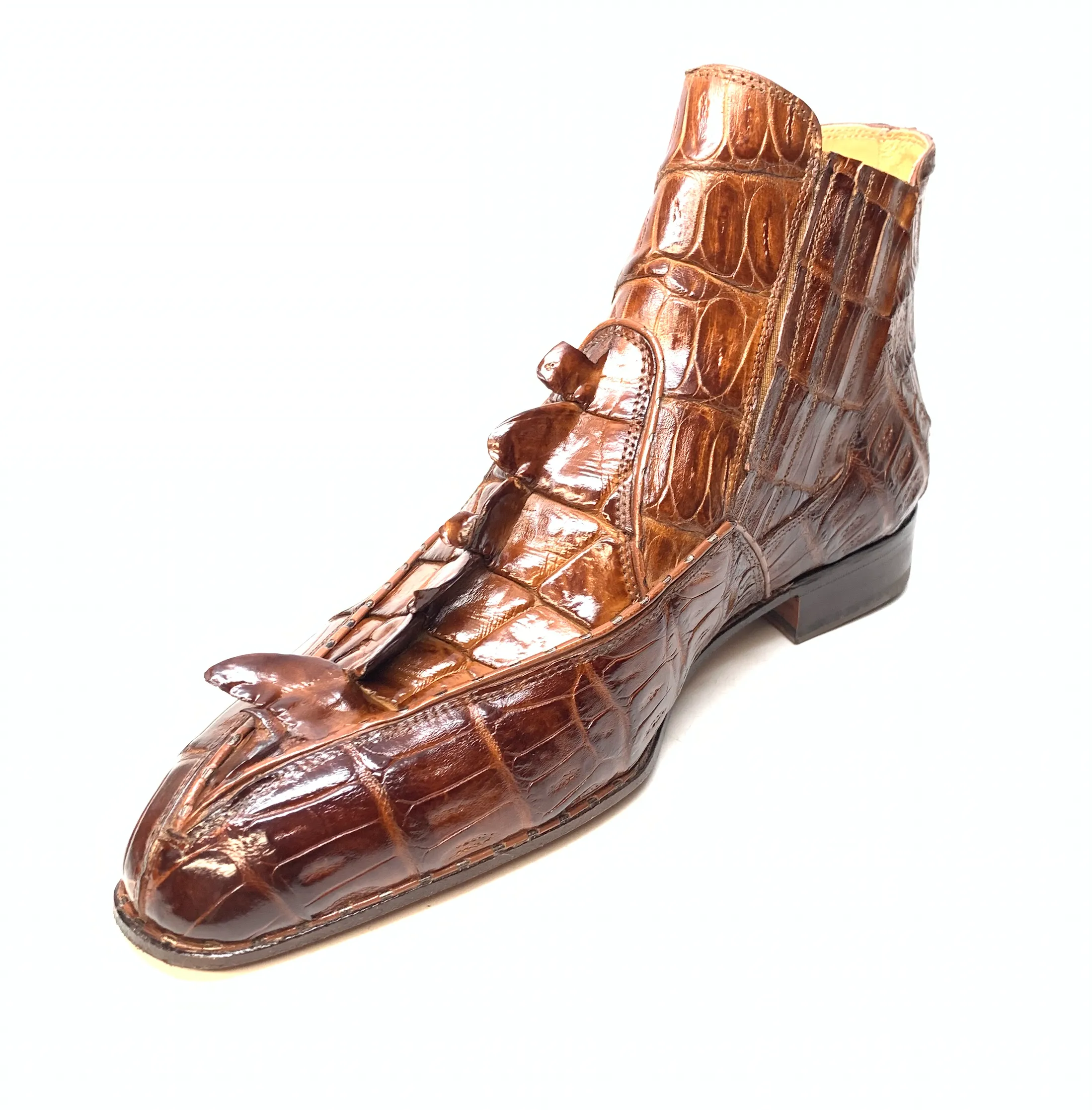 Mauri 4880 Cognac Genuine Baby Crocodile / Hornback Tail Hand Painted Boots