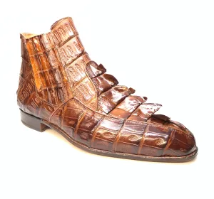 Mauri 4880 Cognac Genuine Baby Crocodile / Hornback Tail Hand Painted Boots