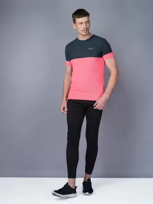 Men Colorblock Slim Fit Crew Neck T-shirt with TECHNO GUARD