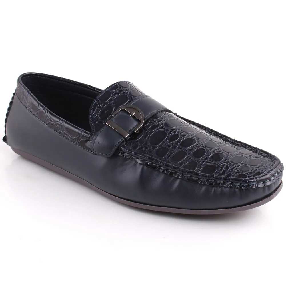 Men “HOGAN” Textured Metal Buckle Moccasin Shoes