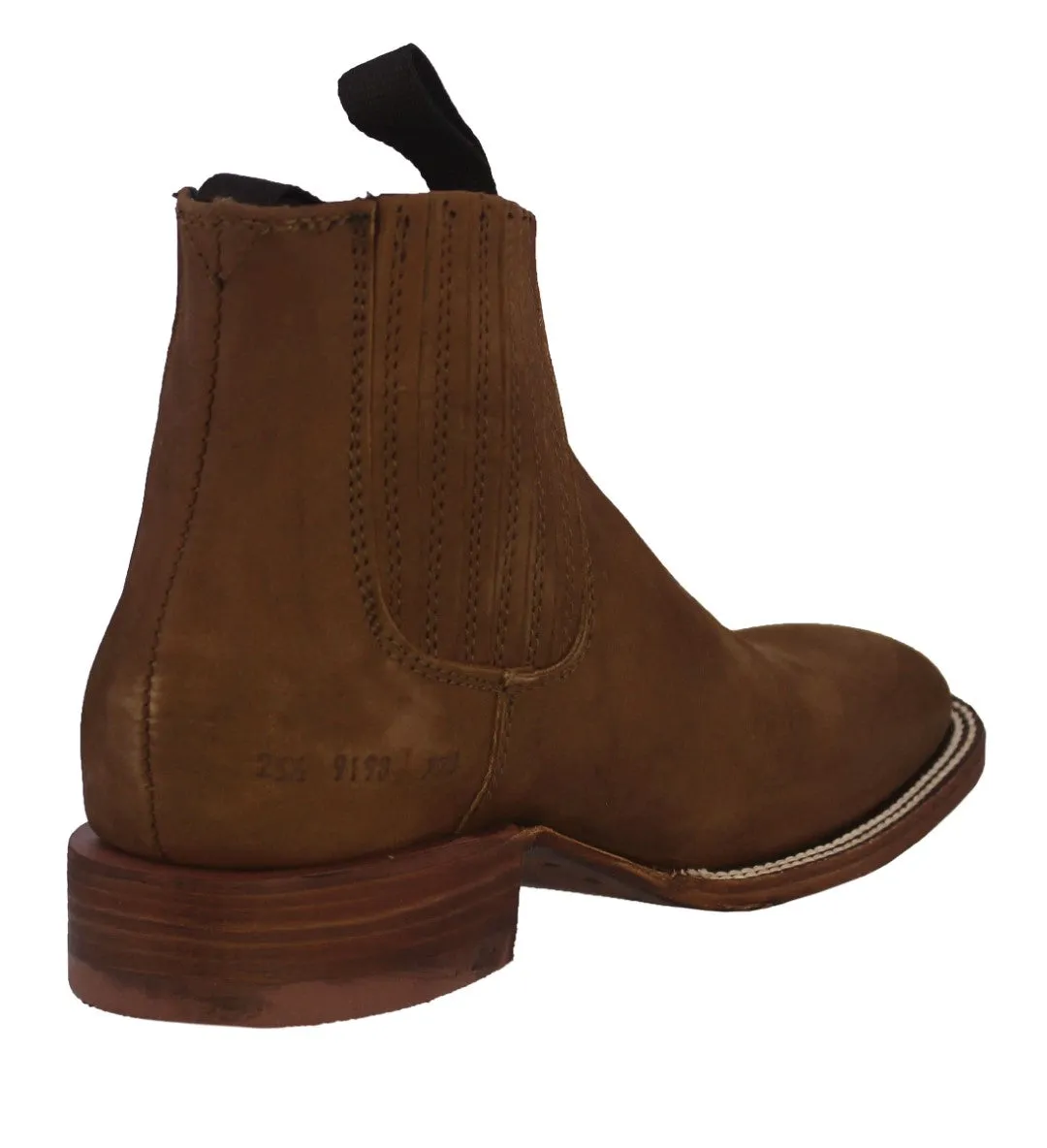 Mens #201 Brown Chelsea Cowboy Boots Leather - Square Toe