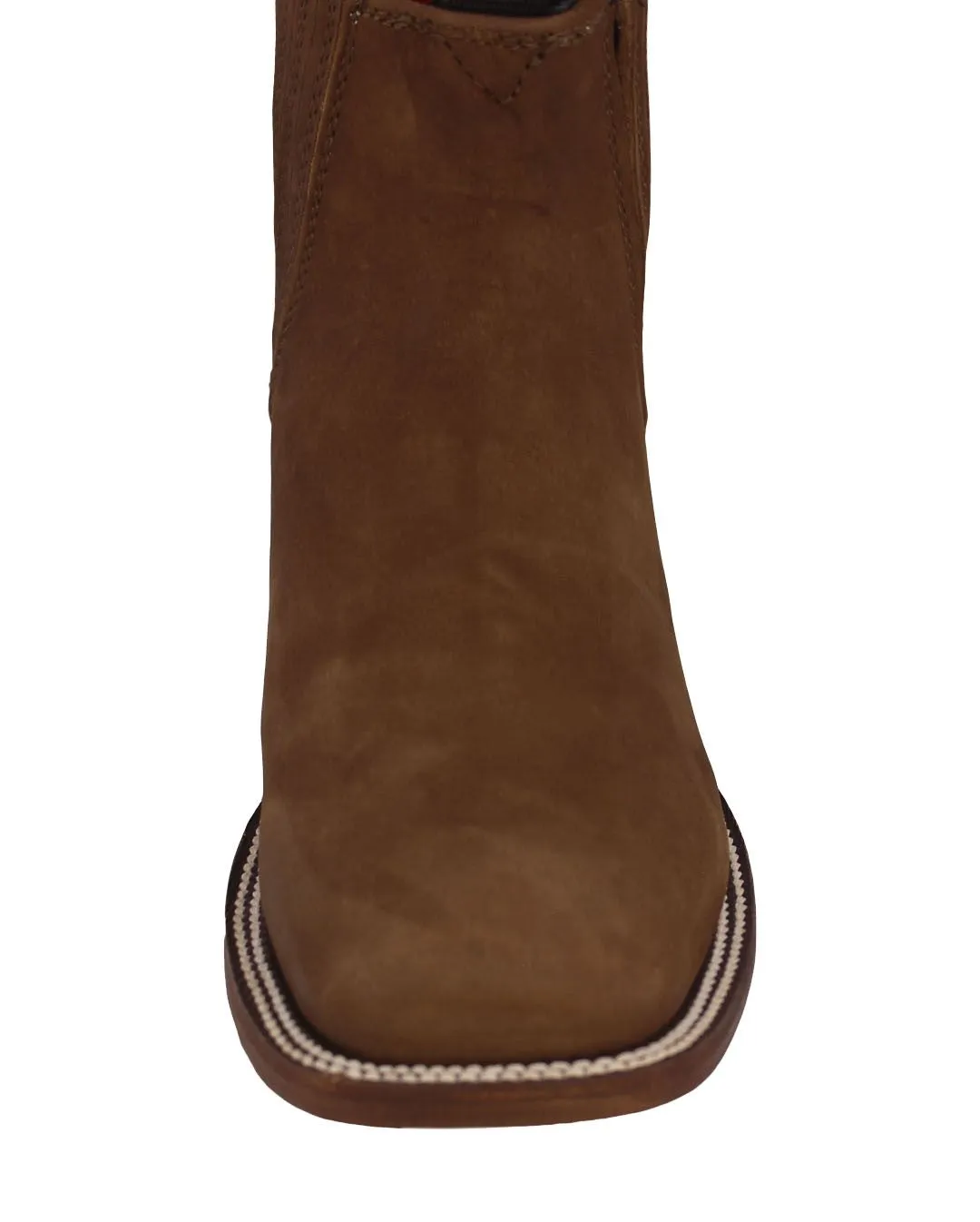 Mens #201 Brown Chelsea Cowboy Boots Leather - Square Toe