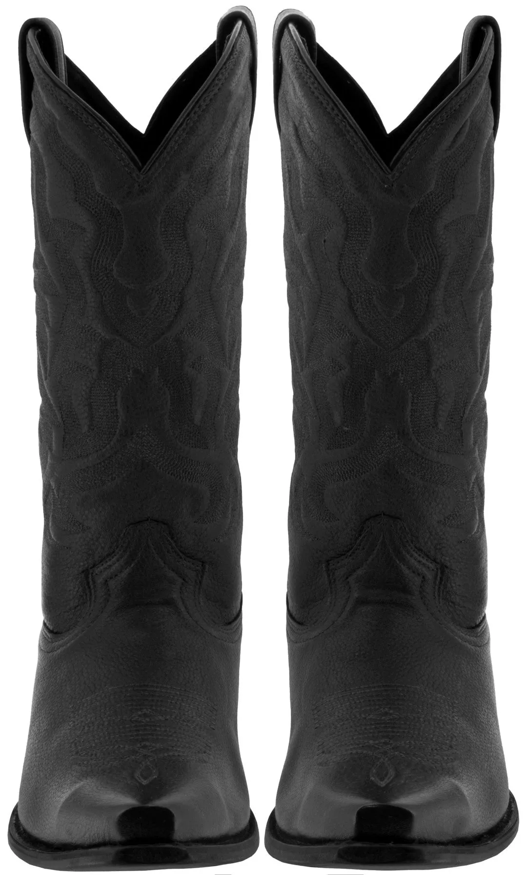 Mens Black Classic Leather Leather Cowboy Boots - J Toe