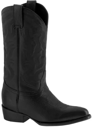 Mens Black Classic Leather Leather Cowboy Boots - J Toe