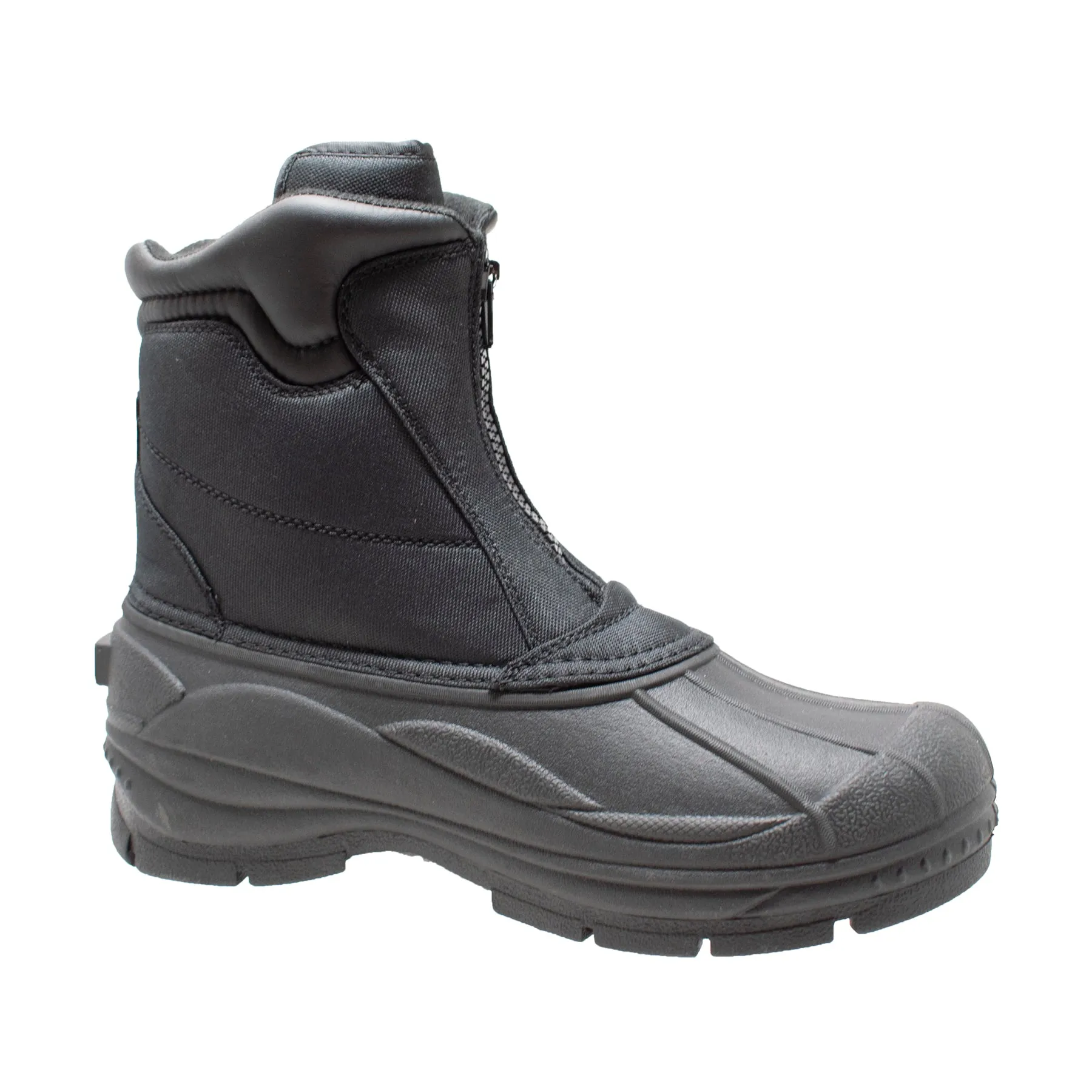 Mens Black Nylon Zipper Winter Boots - 9885