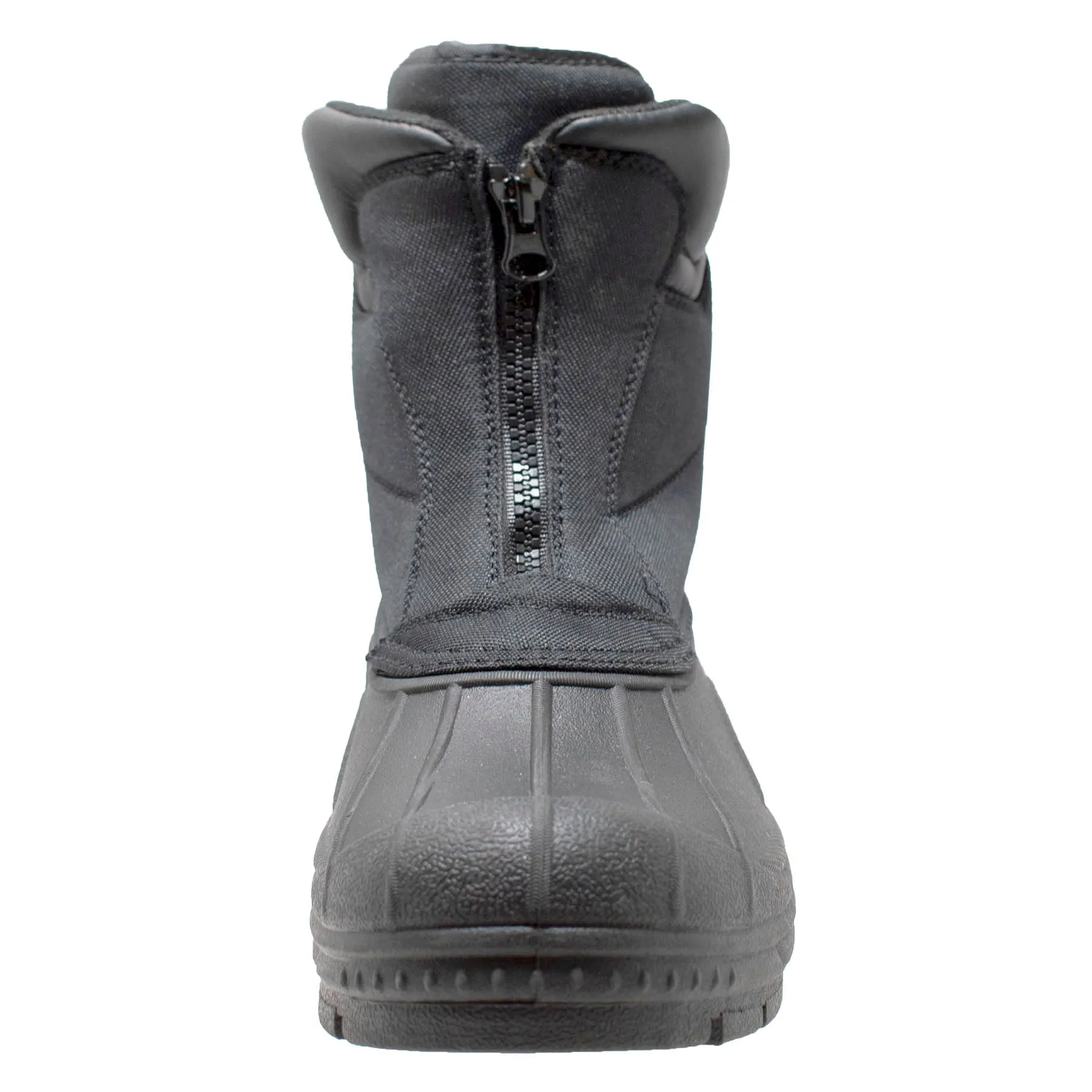 Mens Black Nylon Zipper Winter Boots - 9885