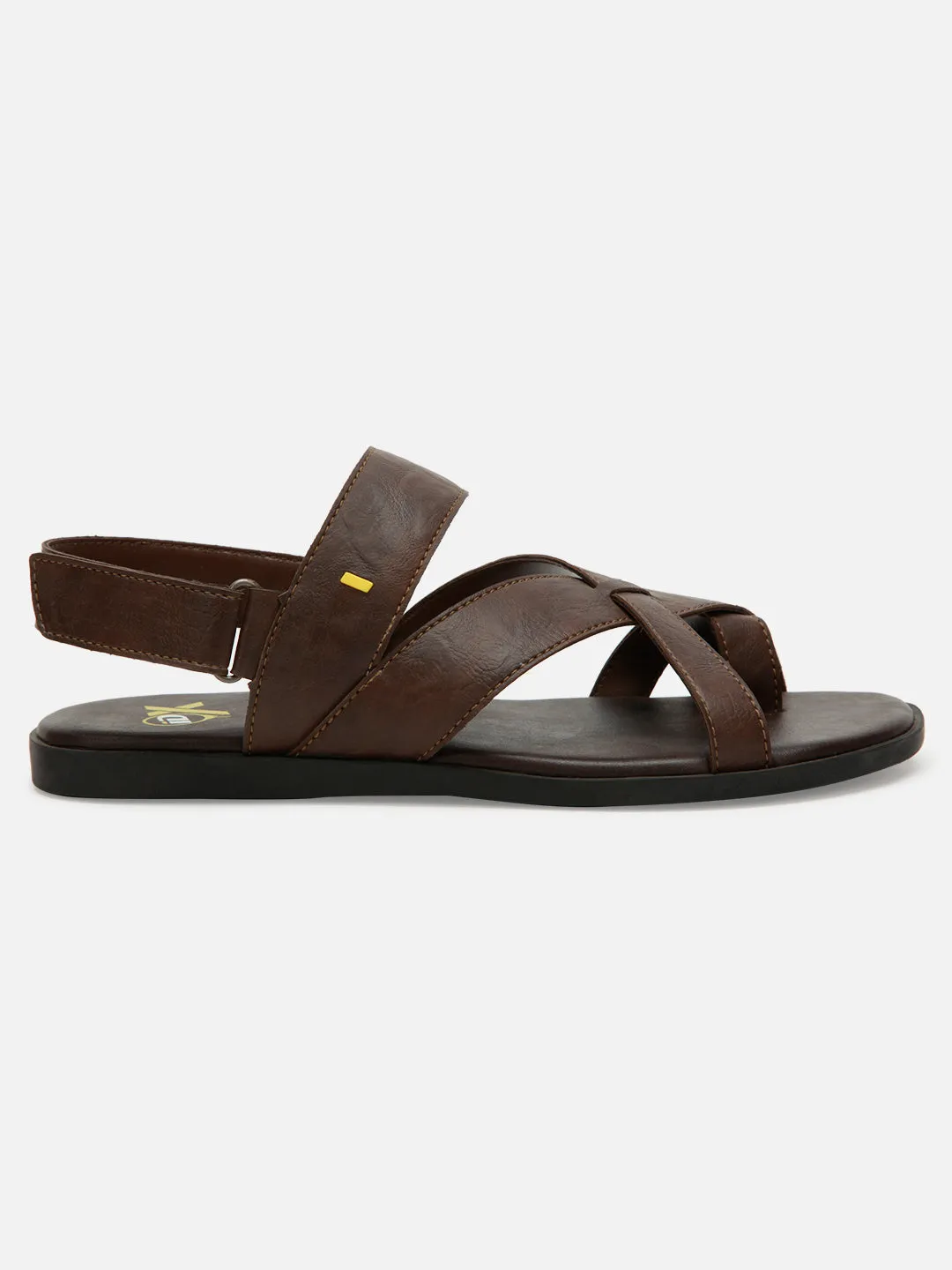 Men's Brown Cross Strap Casual Sandals (IX5002)