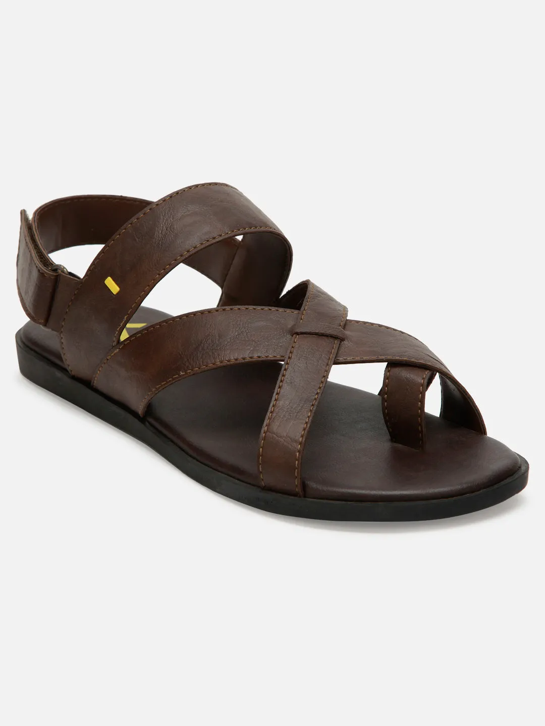 Men's Brown Cross Strap Casual Sandals (IX5002)