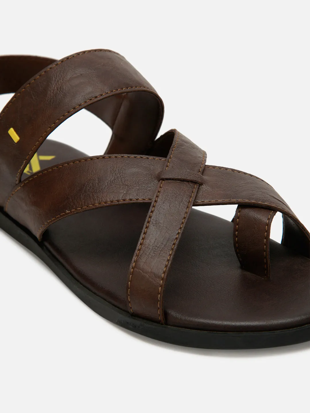 Men's Brown Cross Strap Casual Sandals (IX5002)