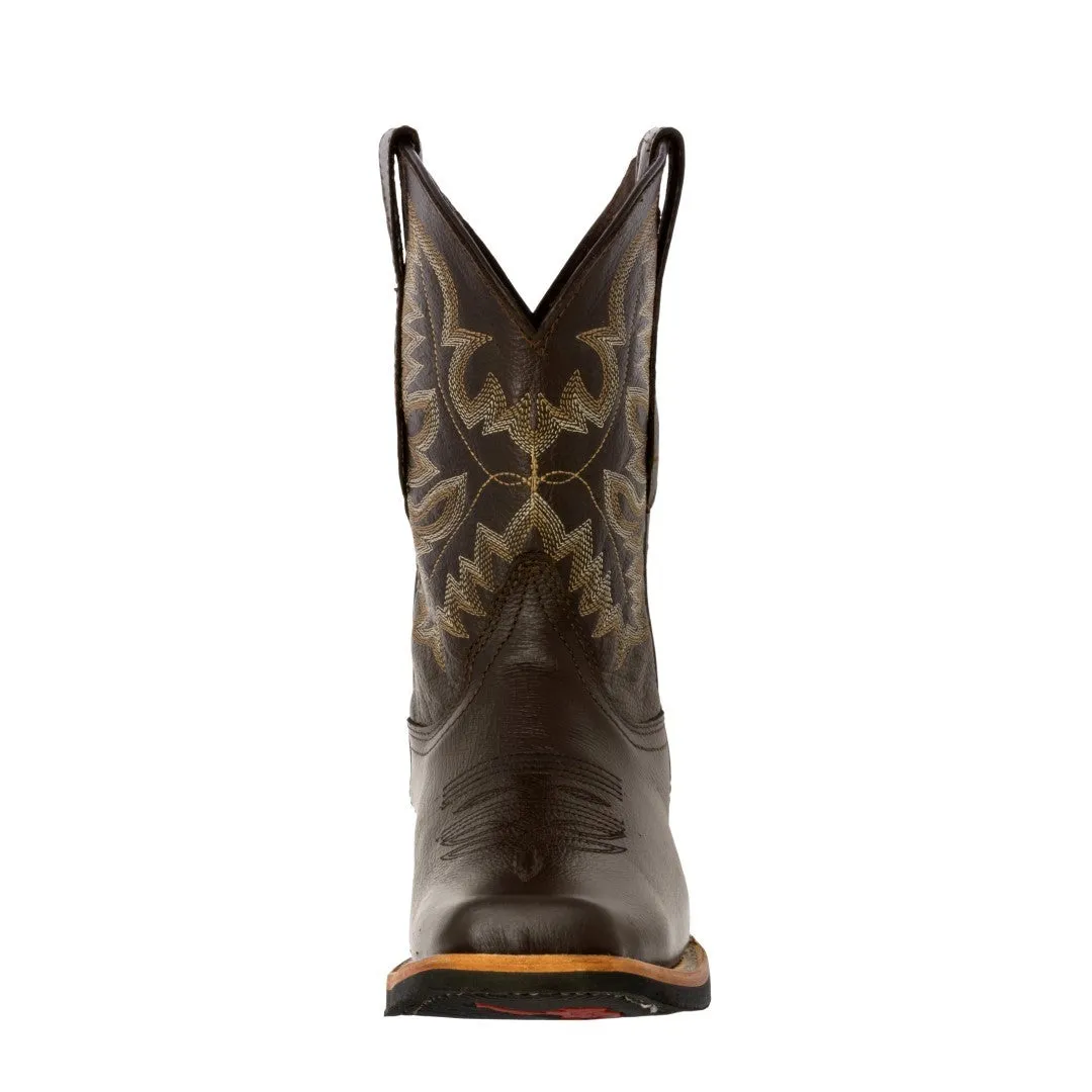 Mens Brown Western Wear Leather Cowboy Boots - Square Toe