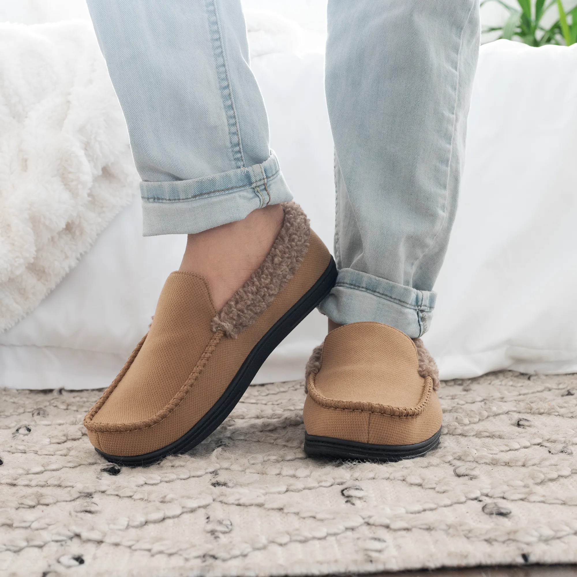 Men's Brushed Knit Lewis Moccasin Slippers