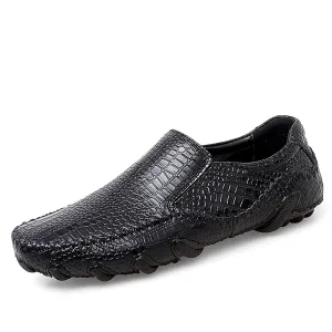 Men's Casual Beans Leather Shoes Walking Driving Slip On Loafers Lightweight Fashion Flat Shoes