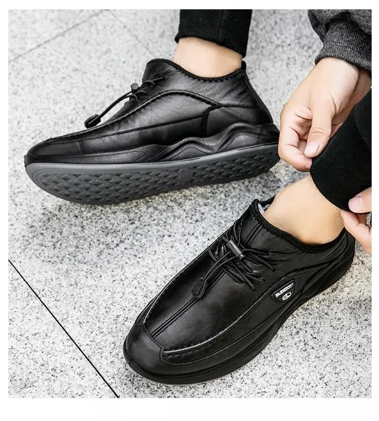 Men's Casual Shoes Leather Breathable Flats Footwear #XS30