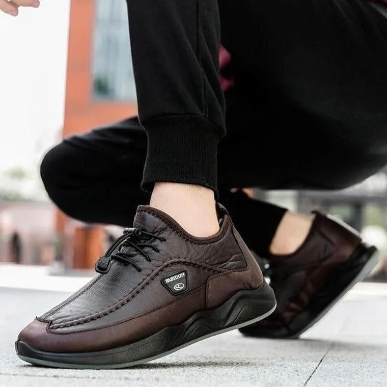 Men's Casual Shoes Leather Breathable Flats Footwear #XS30