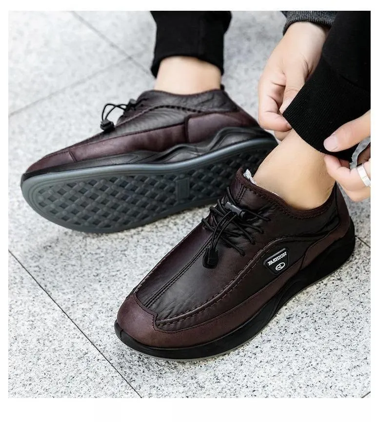 Men's Casual Shoes Leather Breathable Flats Footwear #XS30