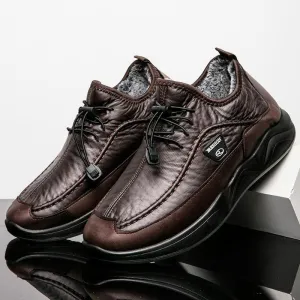 Men's Casual Shoes Leather Breathable Flats Footwear #XS30