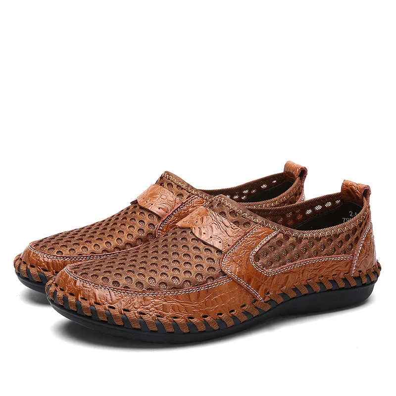 Men's Genuine Leather Mesh Breathable Casual Wading Shoes