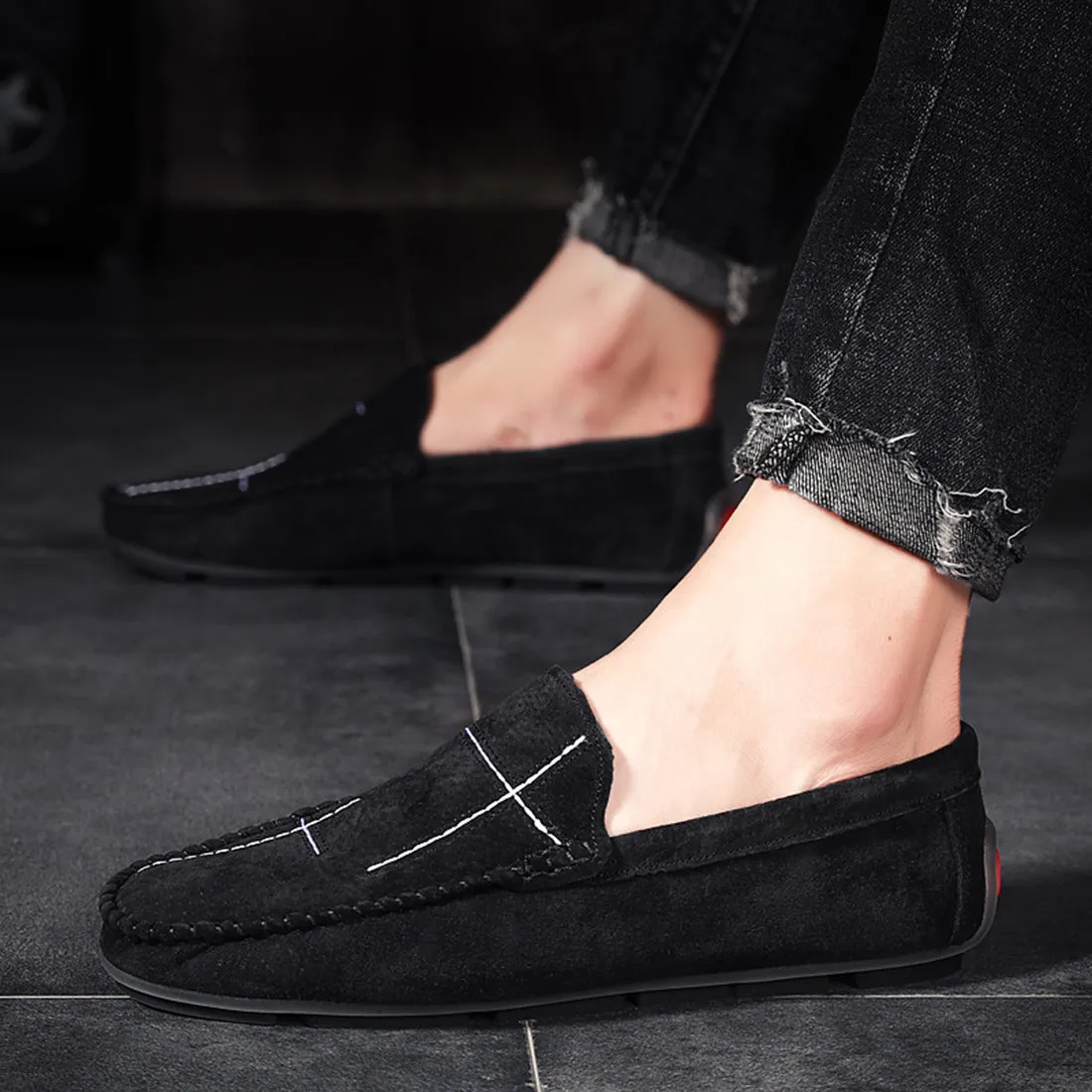 Men's Suede Cross Driving Moccasins