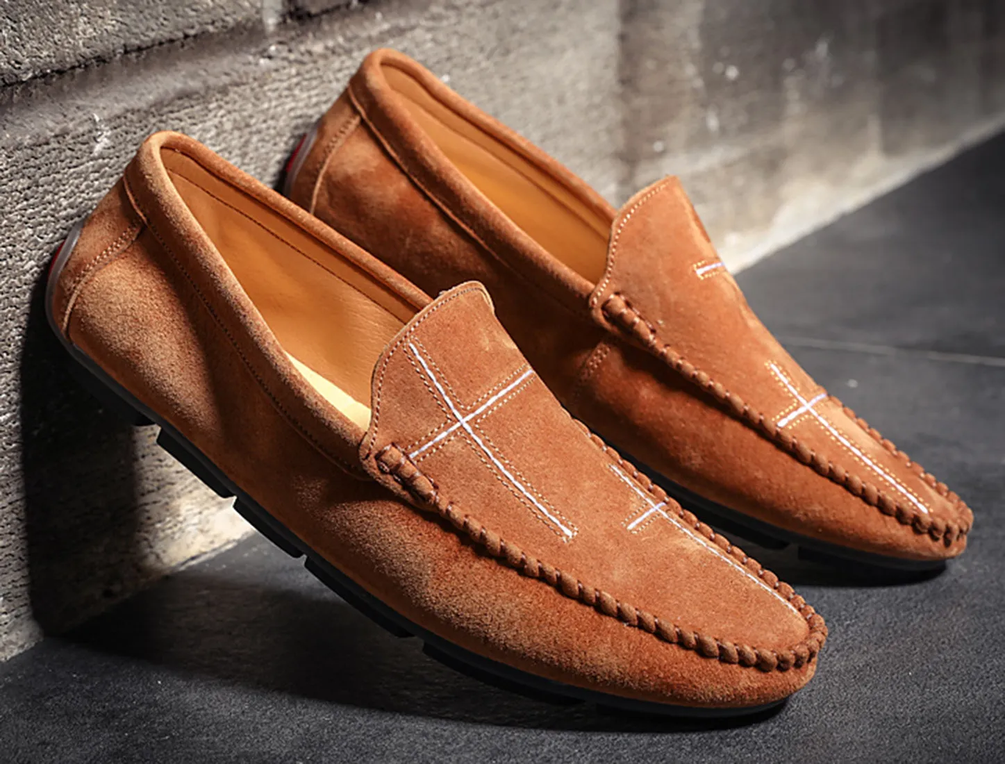 Men's Suede Cross Driving Moccasins